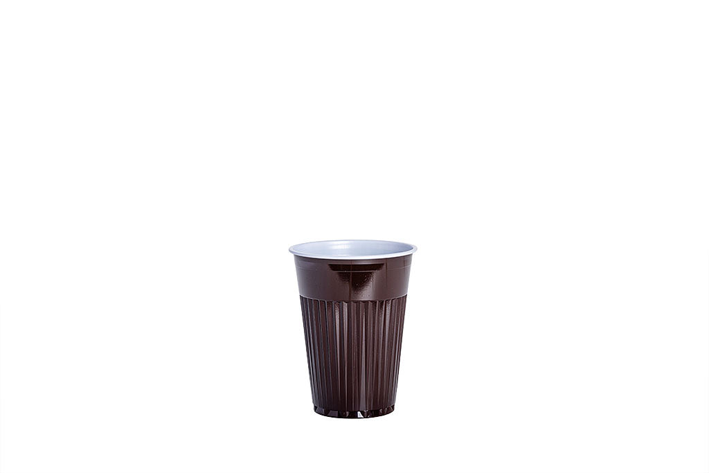 Trinkbecher, Automatenbecher, Thermo-Kaffeebecher, geriffelt, braun, 180ml, 7oz, ⌀70mm